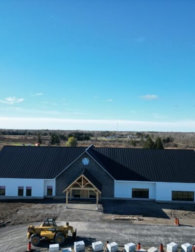 Aerial view of metal roof