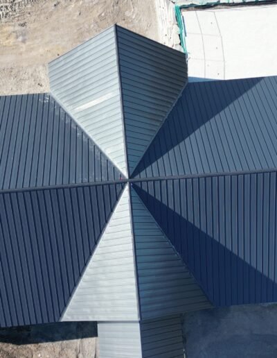 Drone shot of metal roof