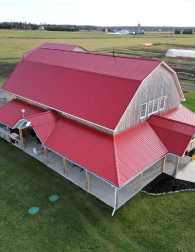 Aerial view of residential roofing project