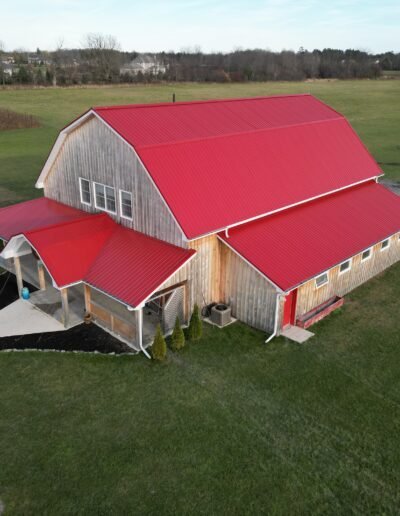 Aerial view of completed roof