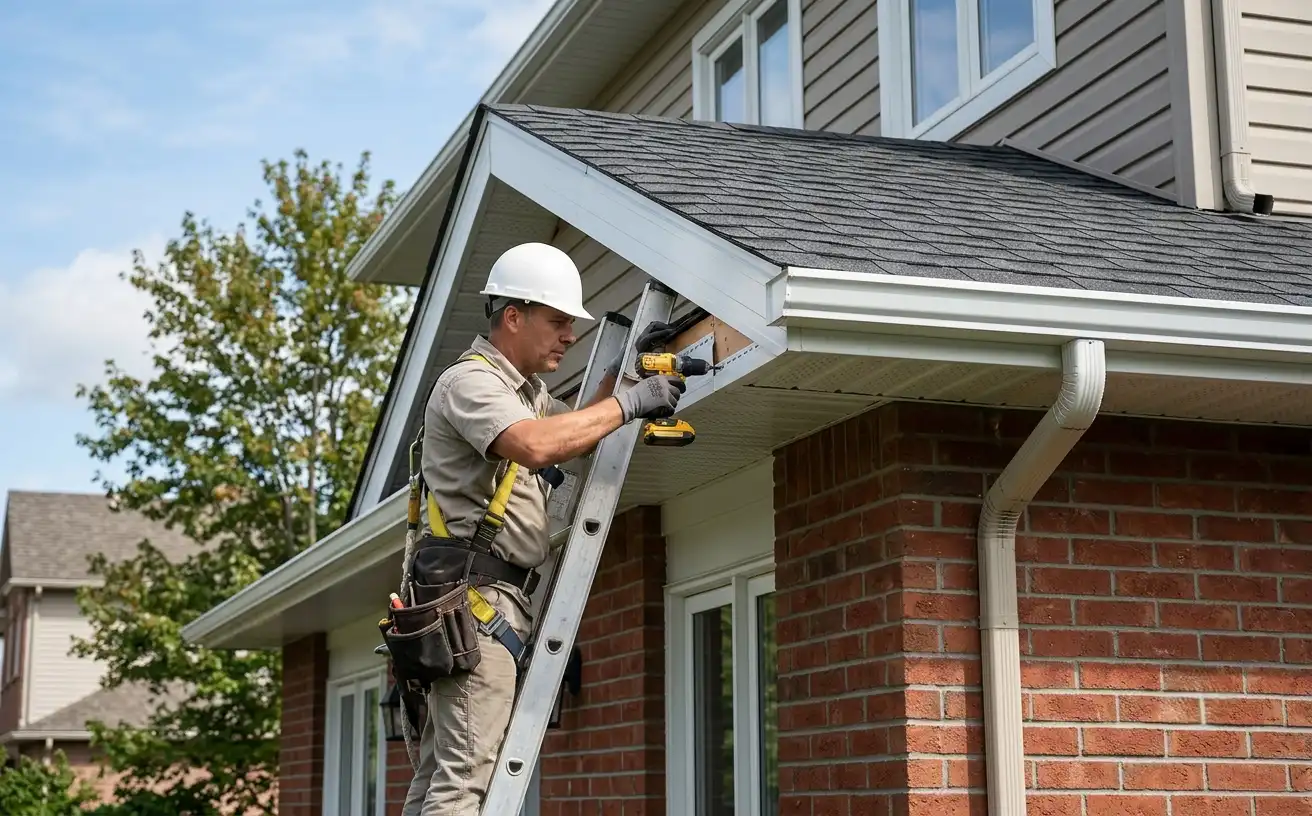 Soffit and fascia repair — protecting the roof edge on a residential home